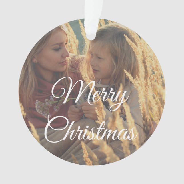 Familientreffen auf 2 Seiten, Weihnachten zum Foto Ornament (Vorderseite)