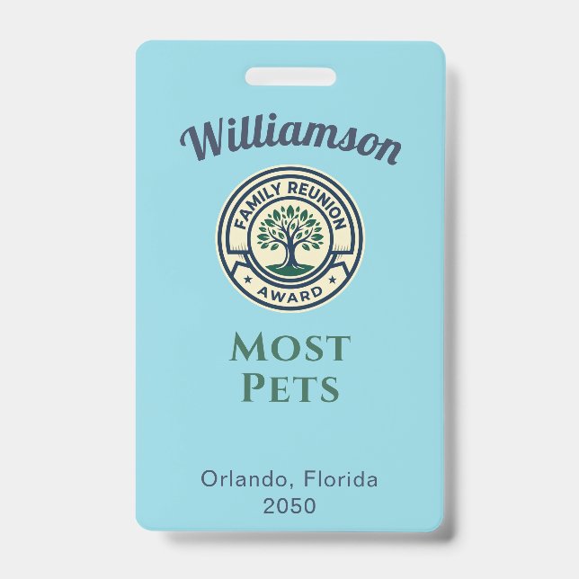 Familientreffen Bester Preis Die meisten Haustiere Ausweis (Vorderseite)