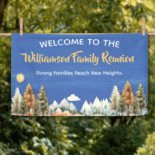 Familientreffen Camping Wald Berge Willkommen Banner