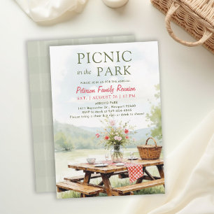 Familientreffen Picknick Elegante Wasserfarben Kun Einladung