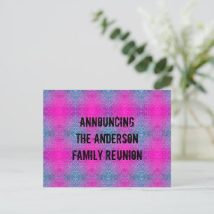 Familientreffen Pink Blau Tie Dye Ankündigung Postkarte