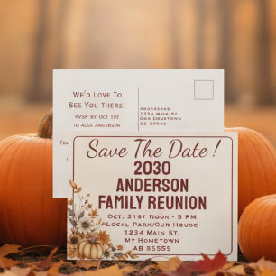 Familientreffen Save The Date Herbst Floral Potluc Feiertagspostkarte