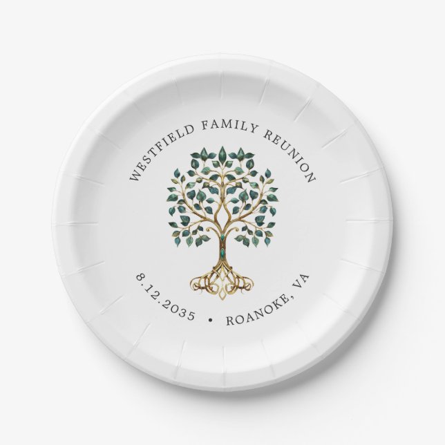 Familientreffen Smaragdbaum des Lebens Pappteller (Vorderseite)