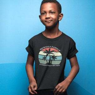 Familientreffen Sommeruntergang Strand Palmenbaum Kleinkind T-shirt