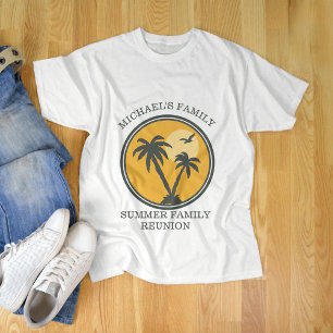 Familientreffen Sommeruntergang Strand Palmenbaum T-Shirt