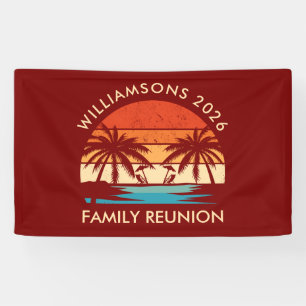 Familientreffen Strandparty Retro-Sonnenuntergang Banner