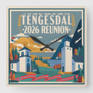 Familientreffen Tengesdal 2026 Quadratische Wanduhr