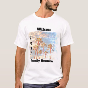 Familientreffen verblasstes Foto Vintage Palmen An T-Shirt