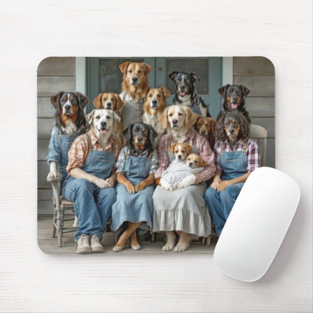 Familientreffen von Hunden auf der Veranda eines B Mousepad (Mit Mouse)