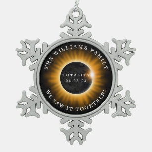 Familienttotal Solar Eclipse Name hinzufügen Schneeflocken Zinn-Ornament