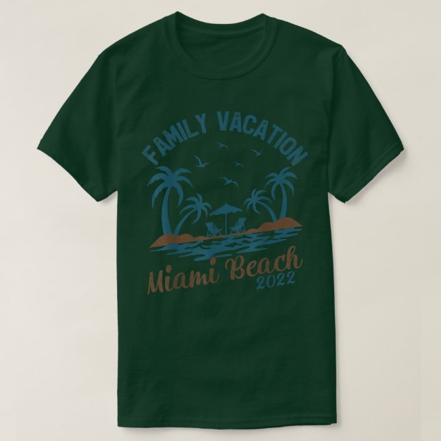Familienurlaub 2022 Palm Tree Florida Miami Beach T-Shirt (Design vorne)