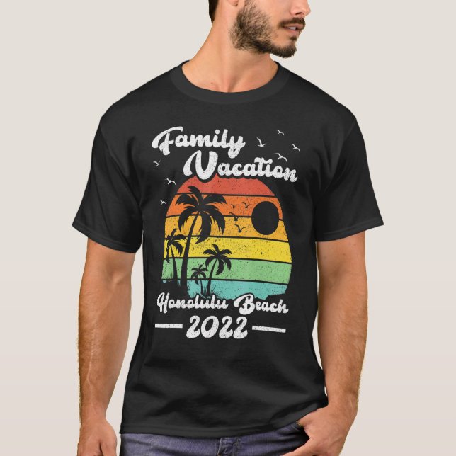 Familienurlaub 2022 Vintager Hawaii Honolulu Stran T-Shirt (Vorderseite)