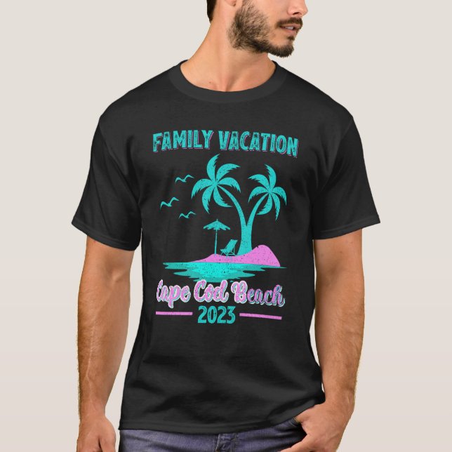Familienurlaub 2023 Palm Tree Massachusetts Cape T-Shirt (Vorderseite)