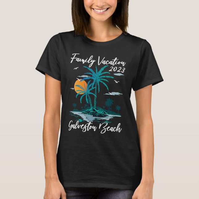 Familienurlaub 2023 Sunset Texas Galveston Beach T-Shirt (Vorderseite)