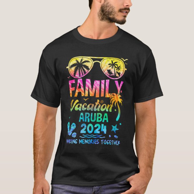 Familienurlaub 2024 Aruba Matching Erinnerungen zu T-Shirt (Vorderseite)
