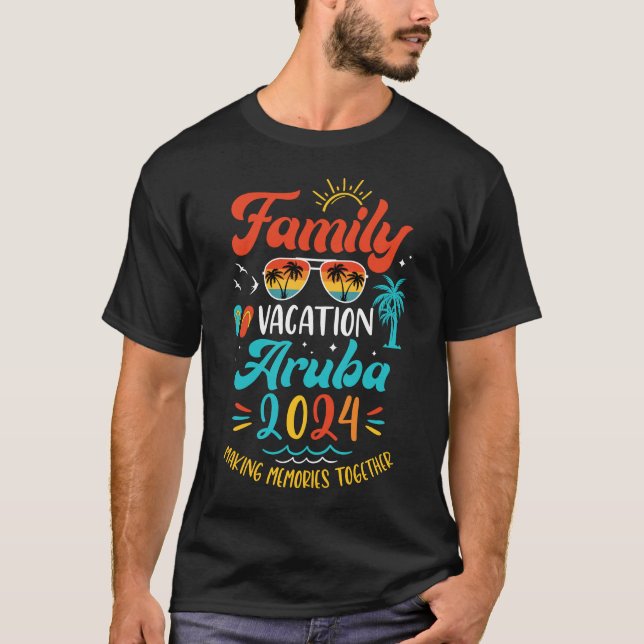 Familienurlaub 2024 Aruba Matching Sommerurlaub T-Shirt (Vorderseite)