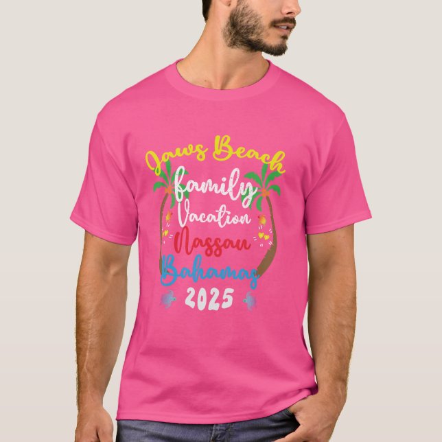 Familienurlaub 2025 Bahamas Jaws Beach Summer Sou T-Shirt (Vorderseite)