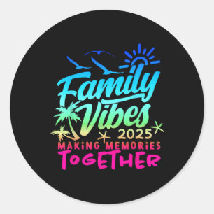Familienurlaub 2025 Beach Matching Family Sommer Runder Aufkleber