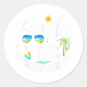 Familienurlaub 2025 Beach Matching Family Sommer Runder Aufkleber