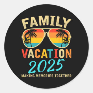 Familienurlaub 2025 Beach Matching Sommerurlaub Runder Aufkleber