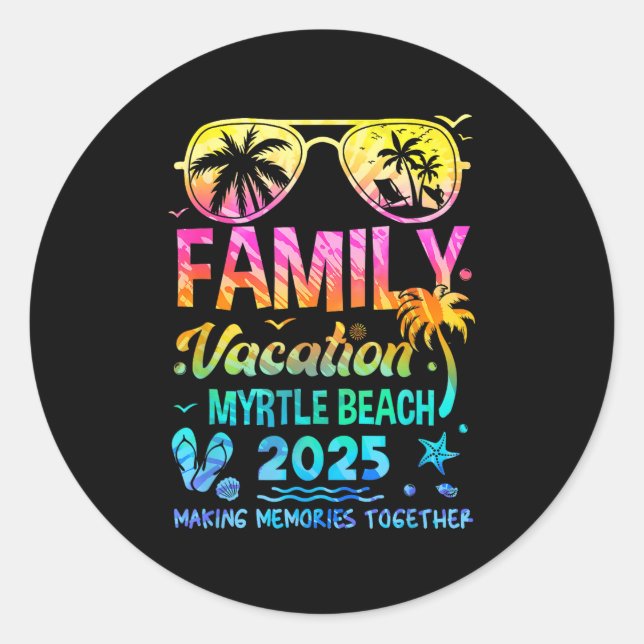 Familienurlaub 2025 Myrtle Beach Matching Memorie Runder Aufkleber (Vorderseite)