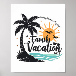 Familienurlaub 2025 Strand passende Familie Sommer Poster