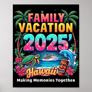 Familienurlaub 2025 Vintage Hawaii Sommer passend Poster