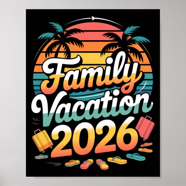 Familienurlaub 2026 Sonnenuntergang Reise Crew Lan Poster (Vorne)