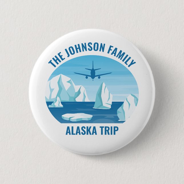Familienurlaub Alaska Custom Blue Glacier Button (Vorderseite)