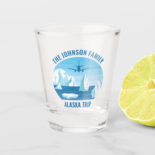 Familienurlaub Alaska Custom Blue Glacier Schnapsglas (Vorderseite)