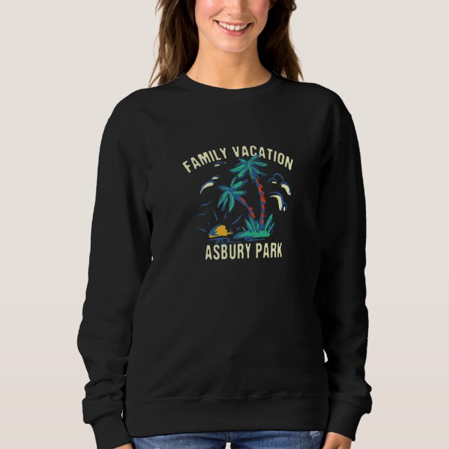 Familienurlaub Asbury Park Sommer New Jersey Trop Sweatshirt (Vorderseite)