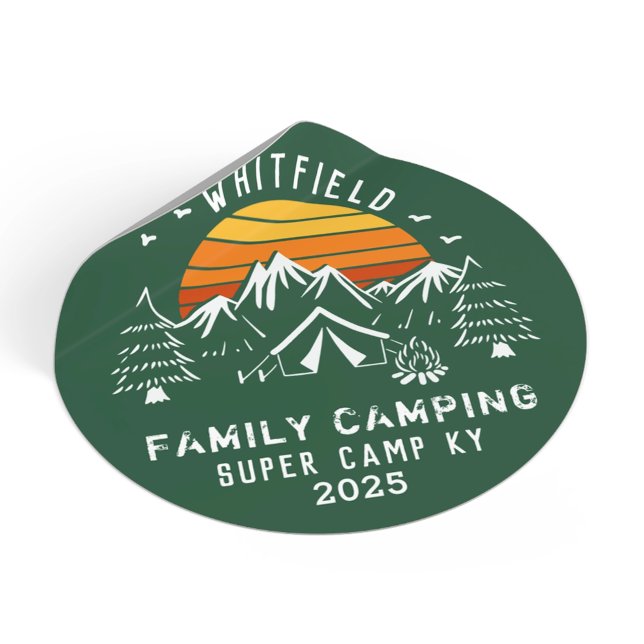 Familienurlaub Camping Reise Runder Aufkleber (Family Vacation Camping Trip Classic Round Sticker)