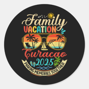 Familienurlaub Curacao 2025 Erinnerungen Familienu Runder Aufkleber