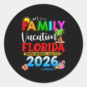 Familienurlaub Florida 2026 passende Sommergruppe Runder Aufkleber