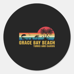 Familienurlaub Grace Bay Beach Turks & Camps; Caic Runder Aufkleber