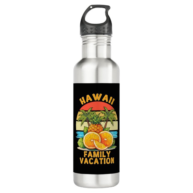 Familienurlaub Hawaii Edelstahlflasche (Vorderseite)