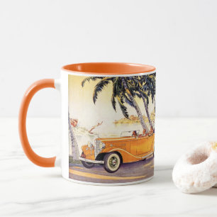 Familienurlaub im Oldtimer-Cabrio Tasse