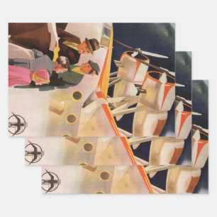 Familienurlaub im Vintage-Stil mit Wasserflugzeug  Geschenkpapier Set