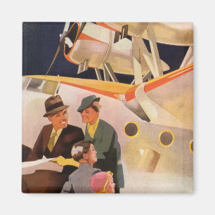 Familienurlaub im Vintage-Stil mit Wasserflugzeug Magnet