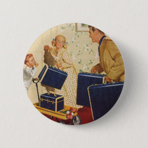 Familienurlaub im Vintage-Stil, Vater, Kinder und  Button