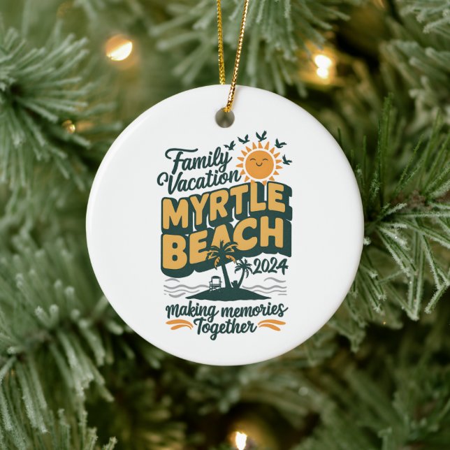 Familienurlaub Myrtle Beach 2024 Erinnerungen mach Keramik Ornament (Baum)