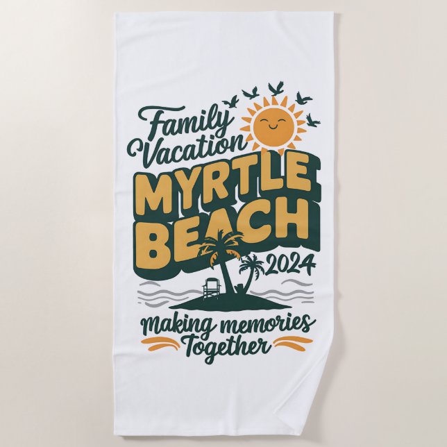 Familienurlaub Myrtle Beach 2024 Erinnerungen mach Strandtuch (Vorderseite)