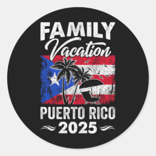 Familienurlaub Puerto Rico 2025 Beach Summer Vaca Runder Aufkleber