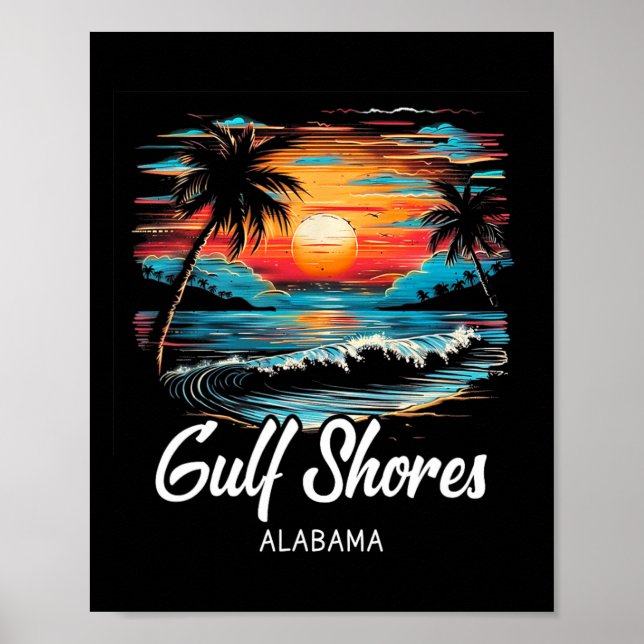 Familienurlaub Retro Sonnenuntergang Alabama Golfk Poster (Vorne)