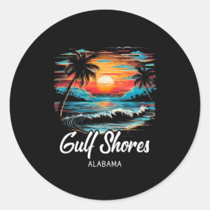 Familienurlaub Retro Sonnenuntergang Alabama Golfk Runder Aufkleber