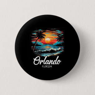 Familienurlaub Retro Sonnenuntergang Florida Orlan Button