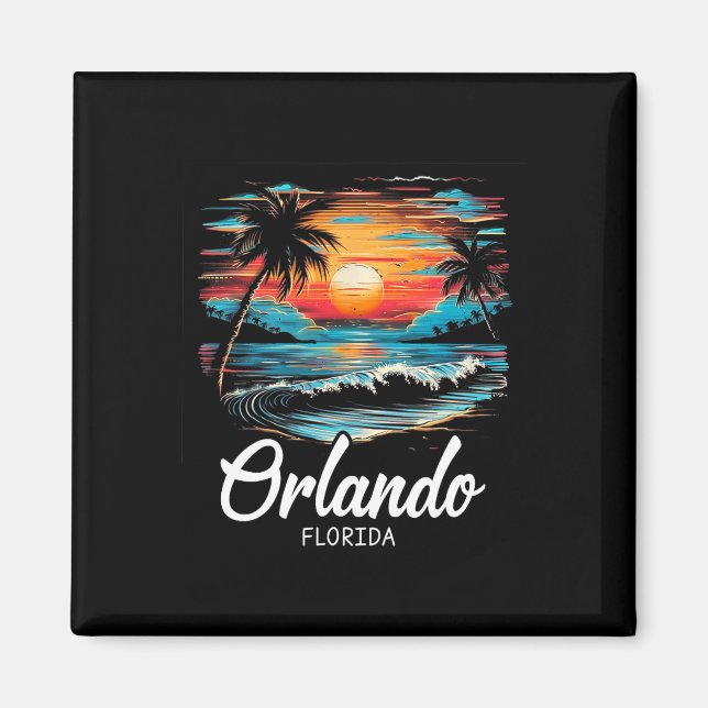 Familienurlaub Retro Sonnenuntergang Florida Orlan Magnet (Vorne)