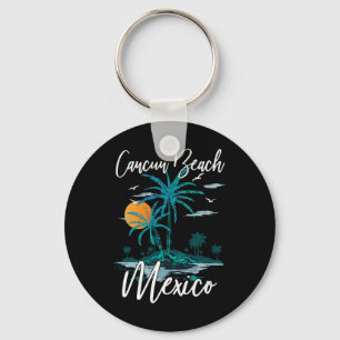 Familienurlaub Retro Sonnenuntergang Mexiko Cancun Schlüsselanhänger