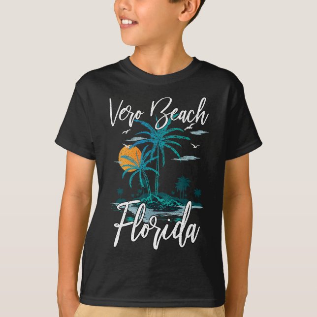 Familienurlaub Retro Sunset Florida Vero Beach T-Shirt (Vorderseite)