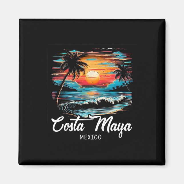 Familienurlaub Retro Sunset Mexiko Costa Maya Magnet (Vorne)